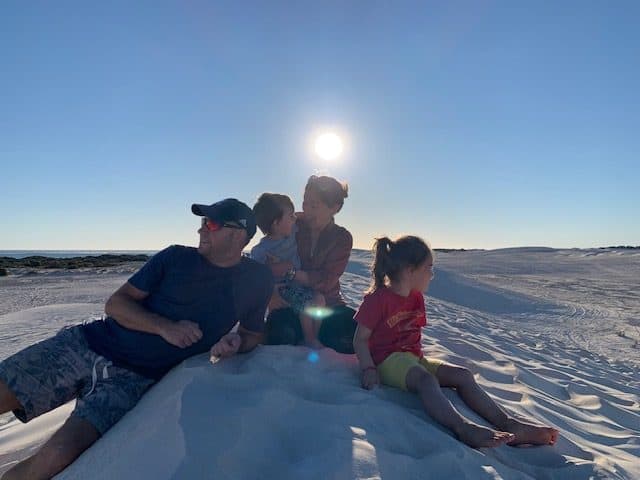 Family at Lancelin sand dunes