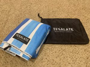 Tesalate sand-free beach towel in carry case